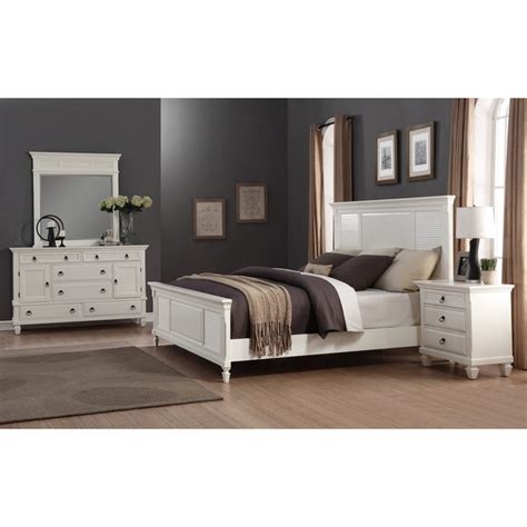 Regitina White 4 Piece Queen Size Bedroom Furniture Set Free Shipping