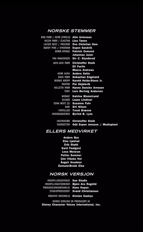 Image - The Incredibles Norwegian Credits.png | Anime Voice-Over Wiki ...