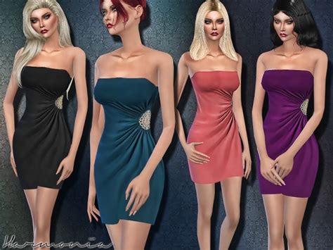 The Sims Resource Crystal Embellished Gathered Wrap Dress By Natalis