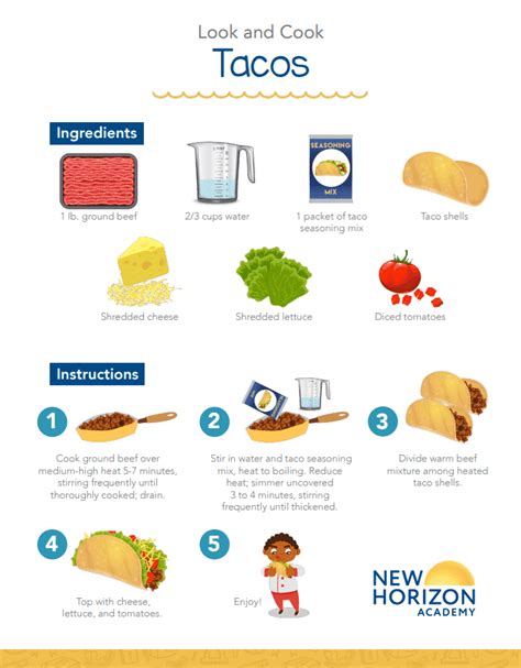 Look And Cook Taco Recipe New Horizon Academy