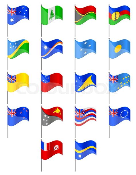 Flags Of Oceania Countries Vector Illustration Stock Vector Colourbox