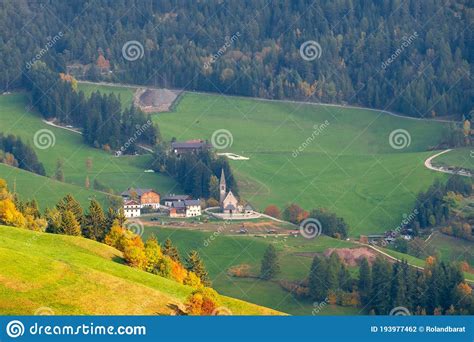 Famous And Charming Village Of Santa Maddalena In The Background Of The