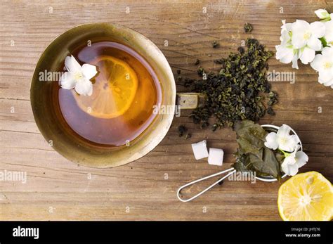 Green Herbal Tea With Jasmine In A Cup Stock Photo Alamy