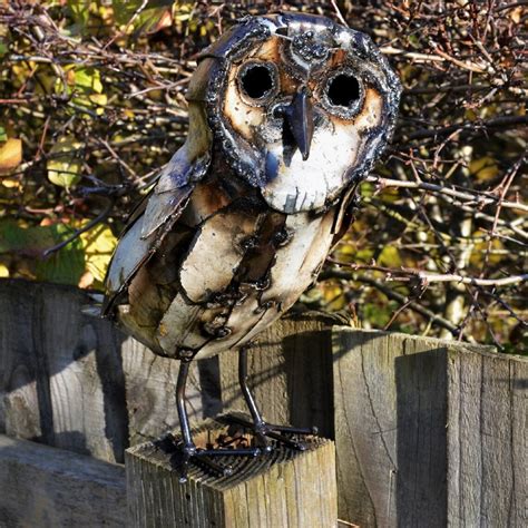 Metal Barn Owl Garden Ornament Sculpture Art Handmade Etsy