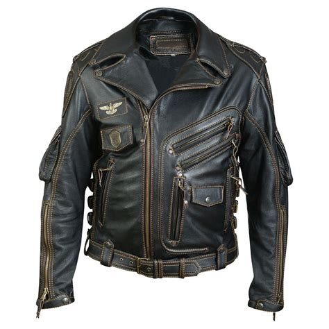 New Mens Genuine Cowhide Leather Motorcycle Black Biker Jacket Harley