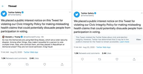 Donald trump is banned from twitter, facebook, instagram and snapchat for up to a day over message about twitter wednesday night announced that trump's account is locked for 12 hours. Twitter Flags Trump's Mail Drop Boxes Tweet As Misleading