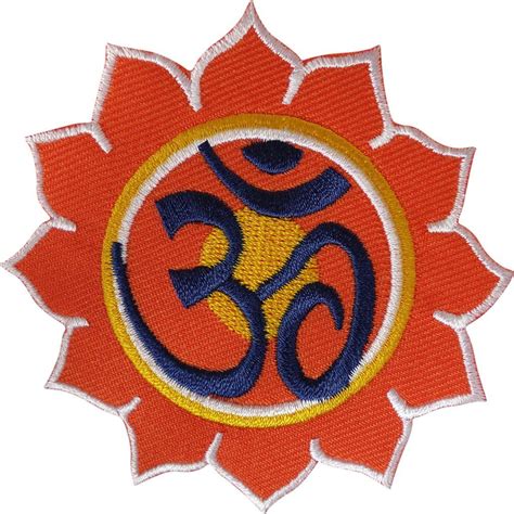 Om Patch Iron On Sew On Aum Symbol Flower Embroidered Badge Embroidery