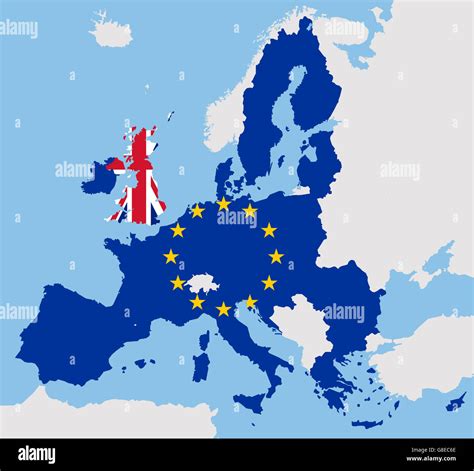 Brexit Uk And Eu Map Flags Europe Stock Photo 108496374 Alamy