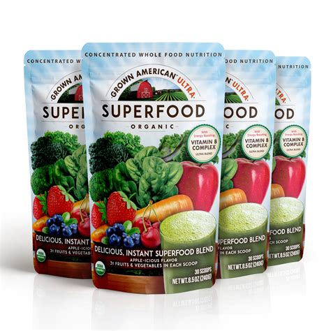 Grown American Superfood Ultra Organic Whole Fruits And Vegetables Concentrated Green Powder