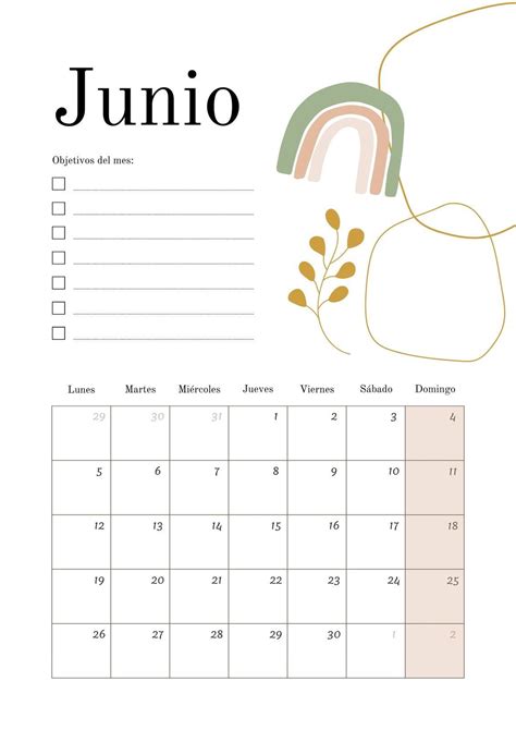 Plantilla Calendario Mensual Boho Minimalista Nu Vrogue Co