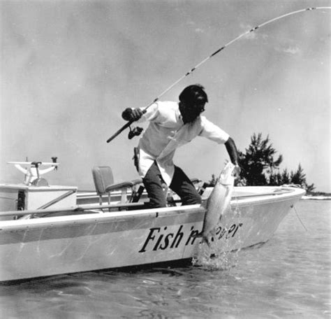 Florida Memory Fisherman Reeling In A Large Bonefish Marathon Florida