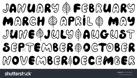 Handwritten Names Months Cute Round Font Stock Vector Royalty Free