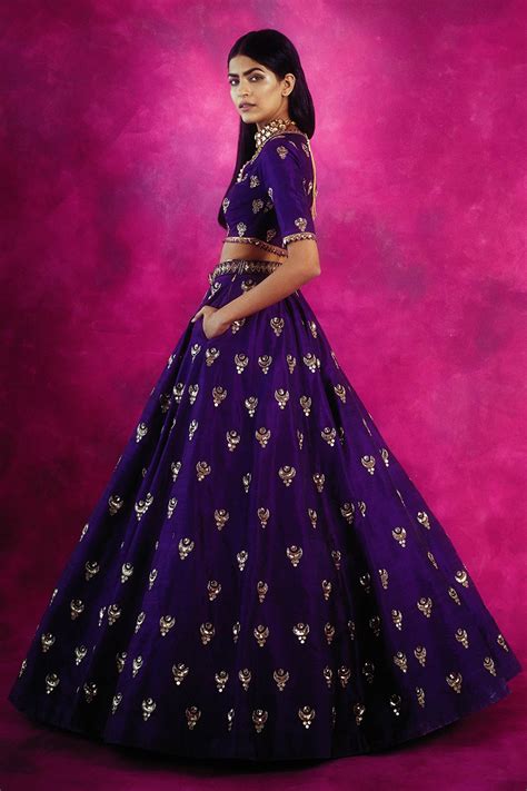 Buy Vvani By Vani Vats Purple Embroidered Silk Lehenga Set Online Aza