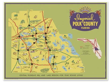 Buy Imperial Polk County Florida Map Circa 1950s Central Floridas