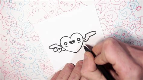Cómo Dibujar Un Corazón Con Alas Dibujos Fáciles Garabatos Kawaii