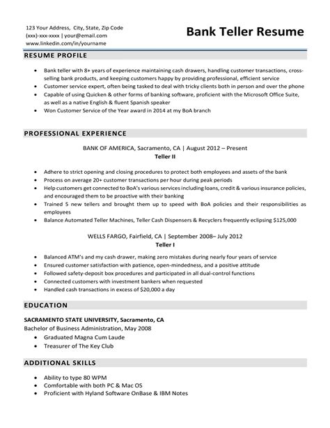 Experienced banker with excellent mathematical and analytical skills as well as a devotion to customer service. Bank Teller Resume Sample & Writing Tips | Resume Companion