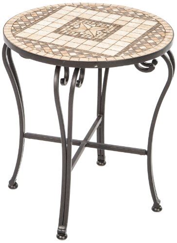 Alfresco Home Basilica Indoor Outdoor Marble Mosaic Side Table