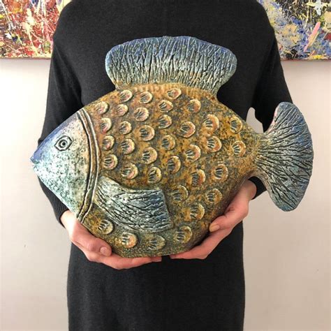 Big Ceramic Fish Garden Art Garden Decor Ceramic Home Etsy Ceramic