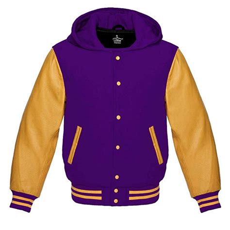 Varsity Hoodie Jacket For Baseball Letterman Bomber School Of Purple