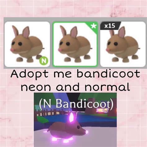 Roblox Adopt Me Neon Bandicoot Normal Bandicoot Shopee Malaysia