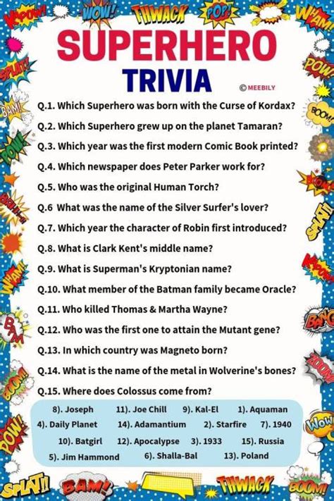 100 Superhero Trivia Questions And Answers Meebily