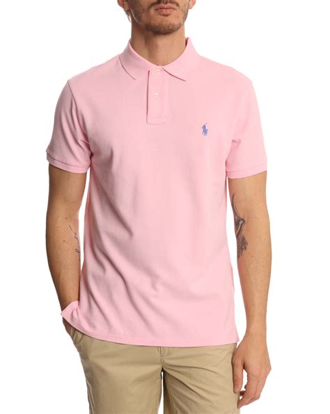 Polo Ralph Lauren Custom Fit Pink Polo Shirt In Pink For Men Lyst