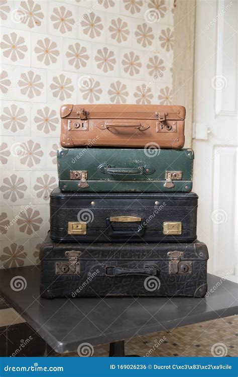 Stack Of Old Suitcases Stock Photo Image Of Luggage 169026236