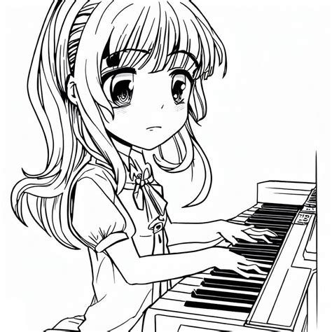 Anime Girl Plays Piano Coloring Page Download Print Or Color Online