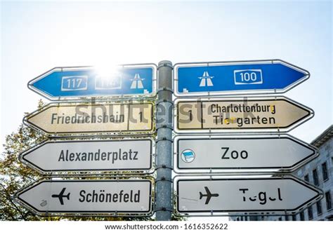 Street Signs Berlin Showing Opposite Directions Stock Photo 1616352622