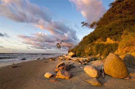 Beach And Cliff In Wolin National Park In The Light Of The Wonderful