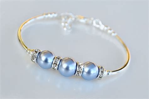 Pearl Bangle Braceletbridal Jewelrymothers Ts Etsy