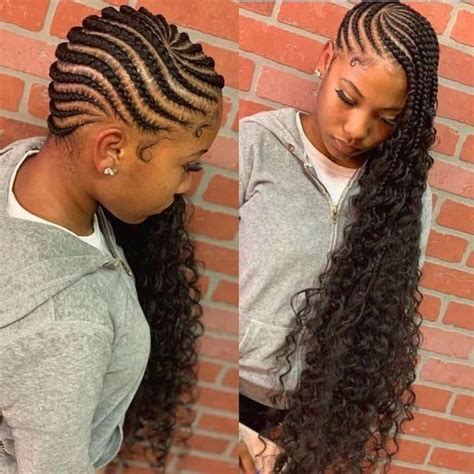 What i love about this hairstyle for black girls is the gold band and the curls. Lemonade braids in 2020 | Lemonade braids hairstyles ...