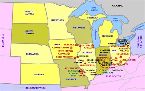 Map Usa Midwest Middle West Region United States Travel Maps And