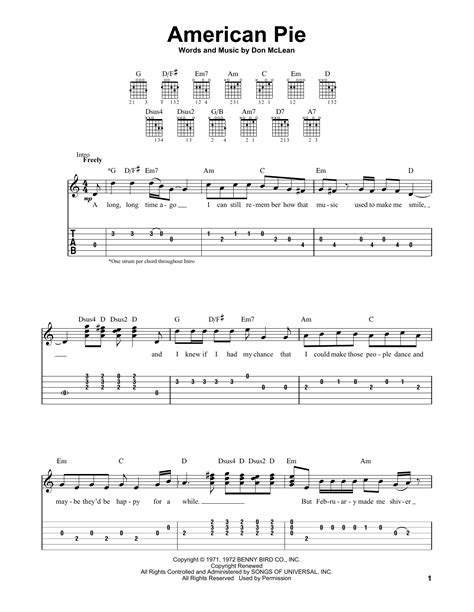 don mclean american pie sheet music notes download printable pdf score 53750