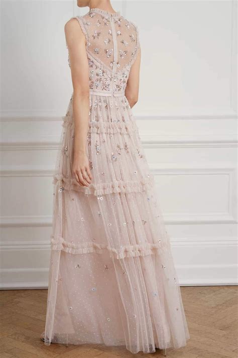 Cr20 New Season Shimmer Ditsy Gown In Pearl Rose