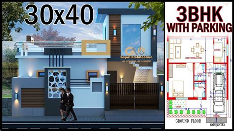 30x40 House Plan With Elevation 30 0x60 0 Home Map Gopal