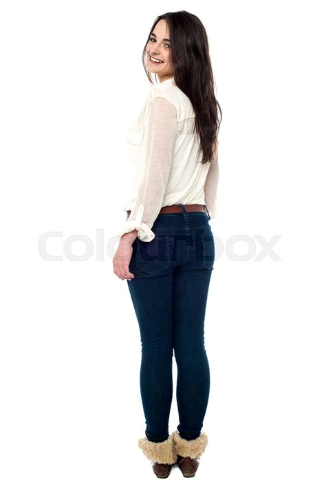 Back Pose Of A Pretty Young Girl Stock Image Colourbox