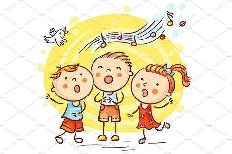 Children Singing Songs Kids Singing Singing Cartoon Happy Kids