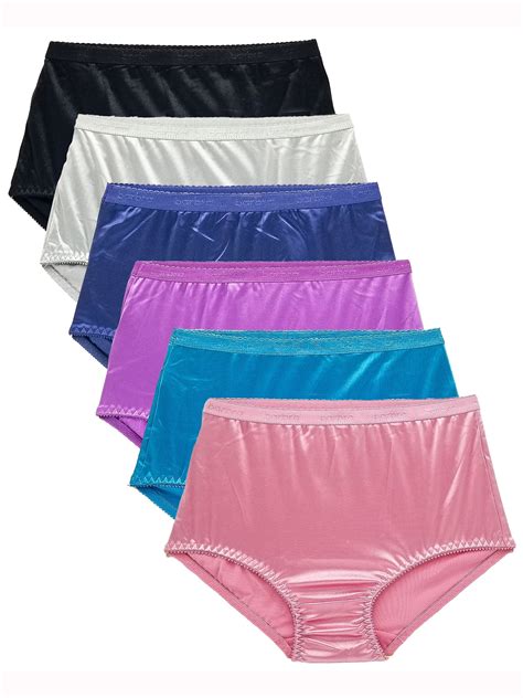 Barbra Lingerie Satin Panties S To Plus Size Womens Underwear Full Coverage Brief Pack