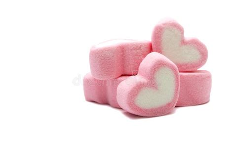Pink Sweet Heart Shape Marshmallow Suitable For Valentines Day Stock