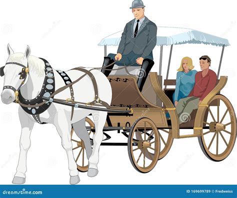 Horse Drawn Carriage Vector Illustration Stock Vector Illustration Of