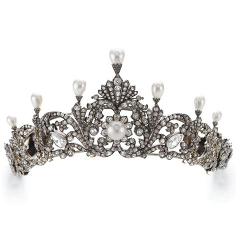 A Victorian Natural Pearl And Diamond Tiara Late 19th Century Of