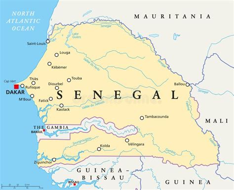 Politische Karte Senegals Vektor Abbildung Illustration Von Republik