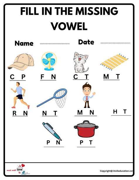 Fill In The Missing Vowel Worksheet Free Download