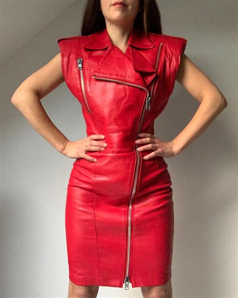 excited to share the latest addition to my etsy shop red leather dress michael hoban north