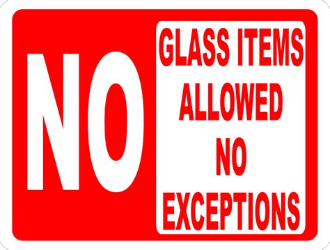 No Glass Items Allowed No Exceptions Pool Sign Signs By Salagraphics