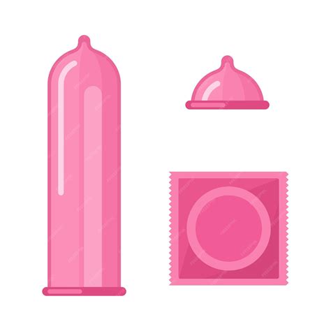 condom vector illustration in flat style of different types of condoms both in a package and