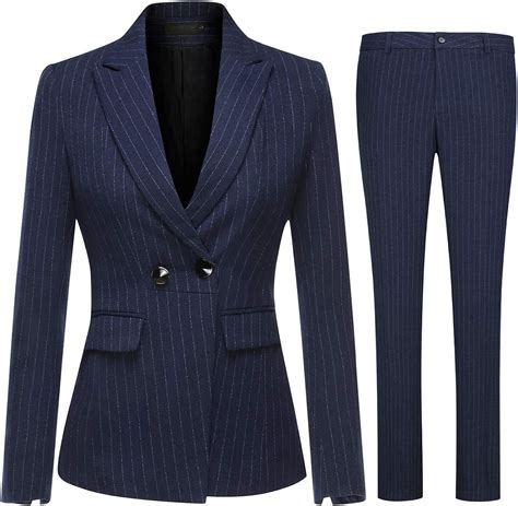 Womens 2 Piece Office Lady Stripes Business Suit Set Slim