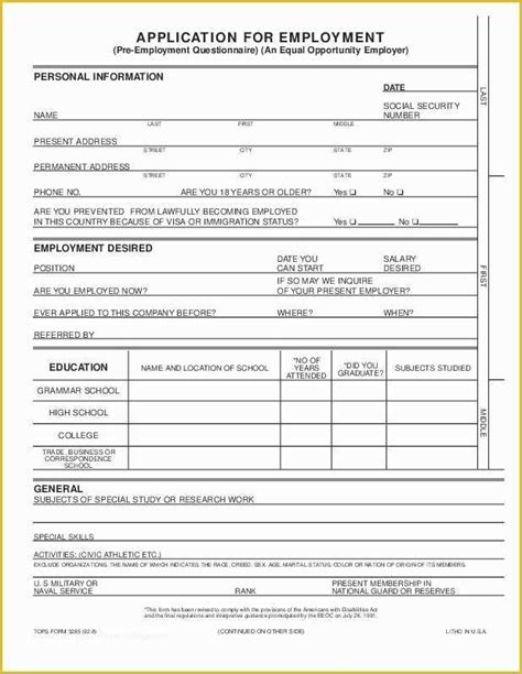 Downloadable Free Printable Spanish Job Application Form Form