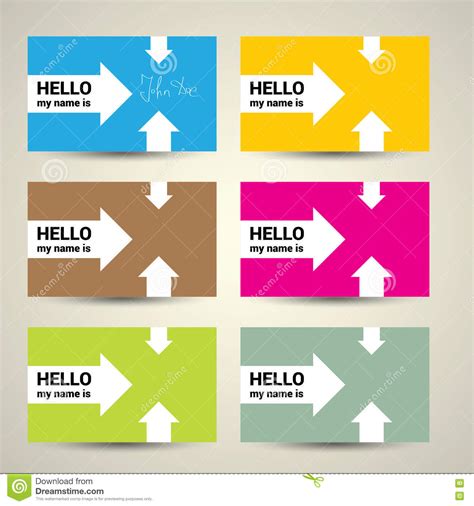 Hello My Name Is Name Tag Set Stock Vector Illustration Of